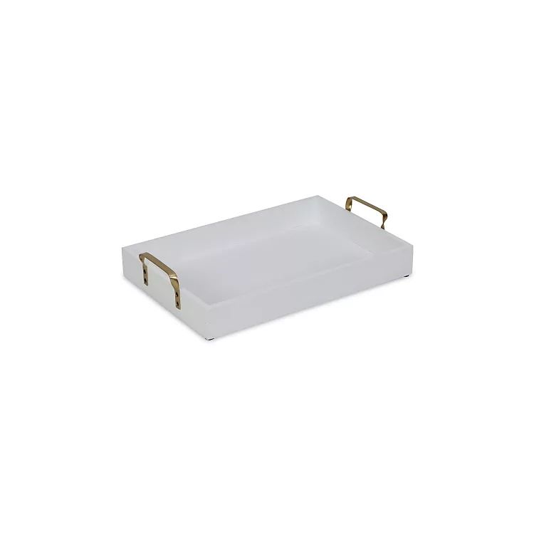 White Wood Tray with Gold Handles | Kirkland's Home