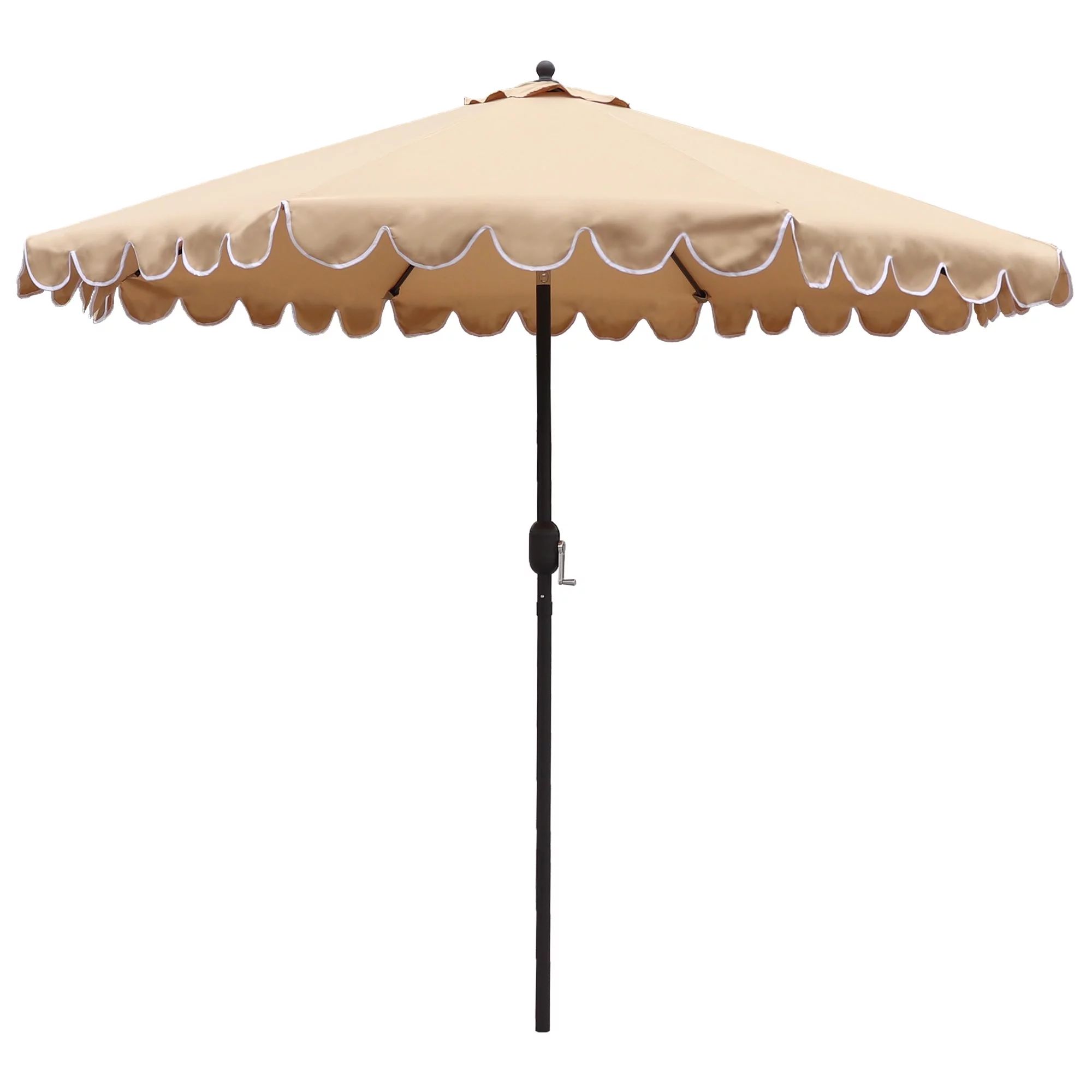 MAYPEX 9 Ft Round Scallop Outdoor Patio Umbrella with Tilt and Crank Tan | Walmart (US)