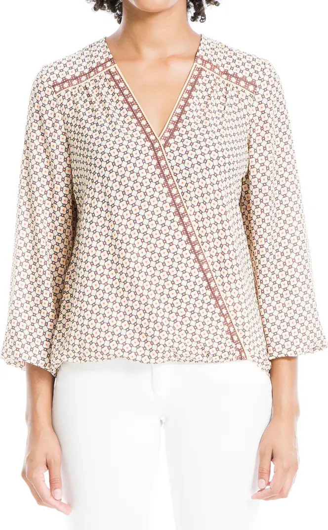 MAX STUDIO Crepe Printed Wrap Blouse | Nordstrom Rack