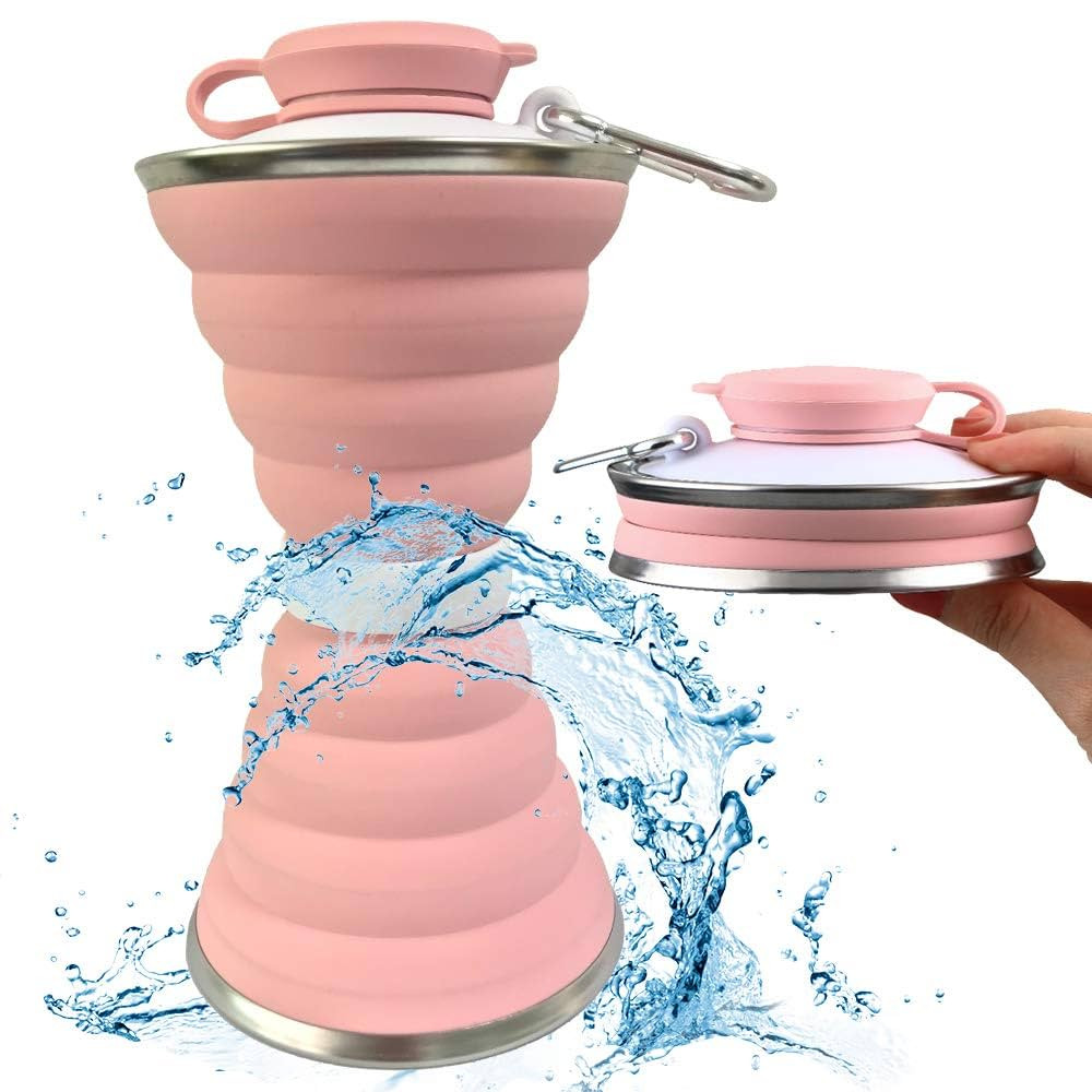 Collapsible Water Bottle, Camping Cup With Carabiner, Reuseable Silicone Foldable Leak Proof Port... | Amazon (US)