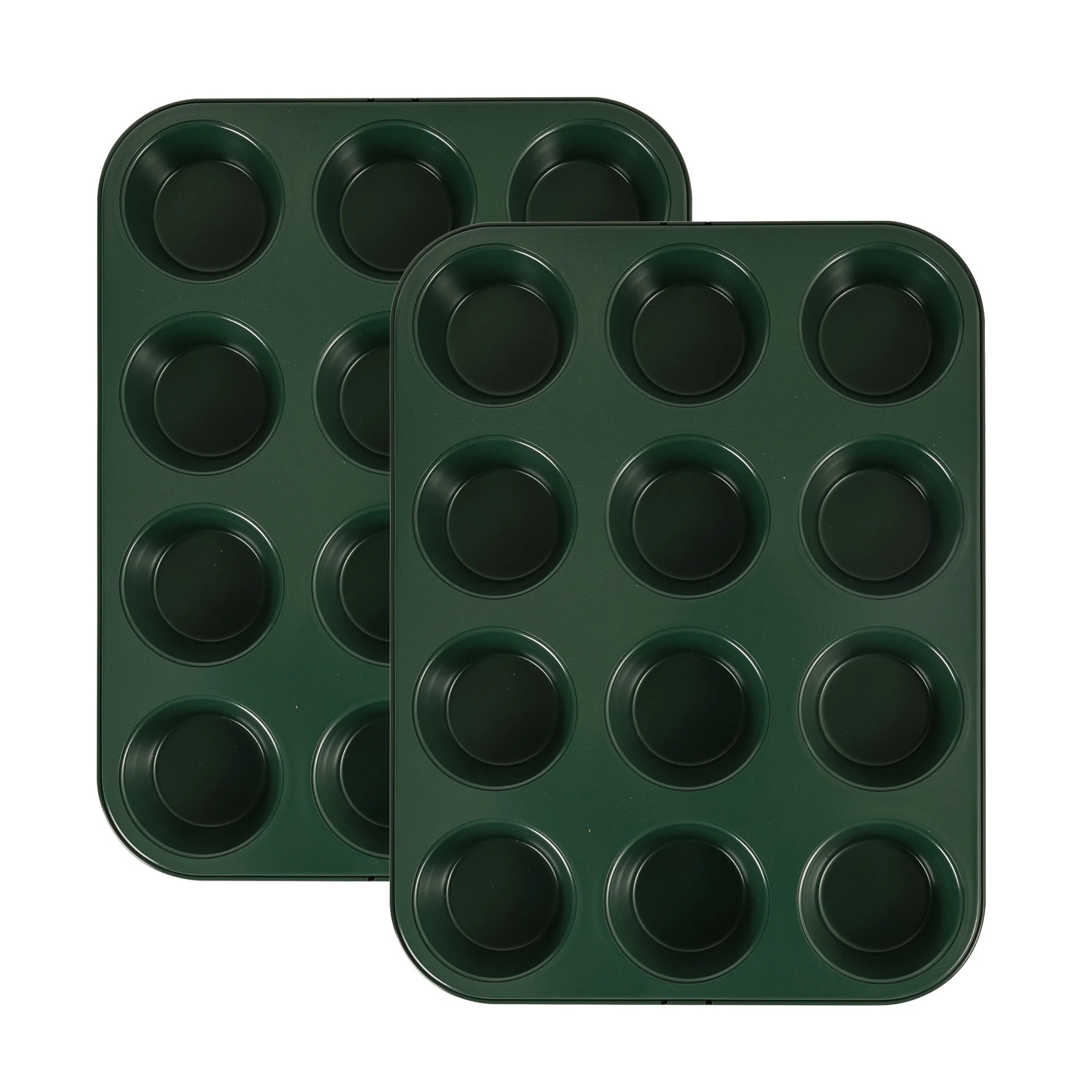 Holiday Time 12-Cup Muffin Pan, 2-Pack, Green - Walmart.com | Walmart (US)