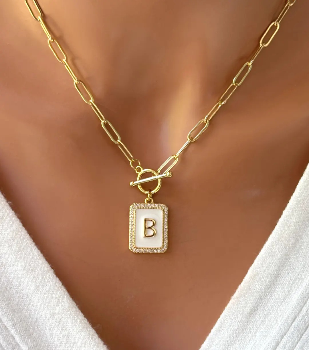 Gold Initial Necklace: Handmade 14K Gold Filled Paperclip Chain | Etsy (US)