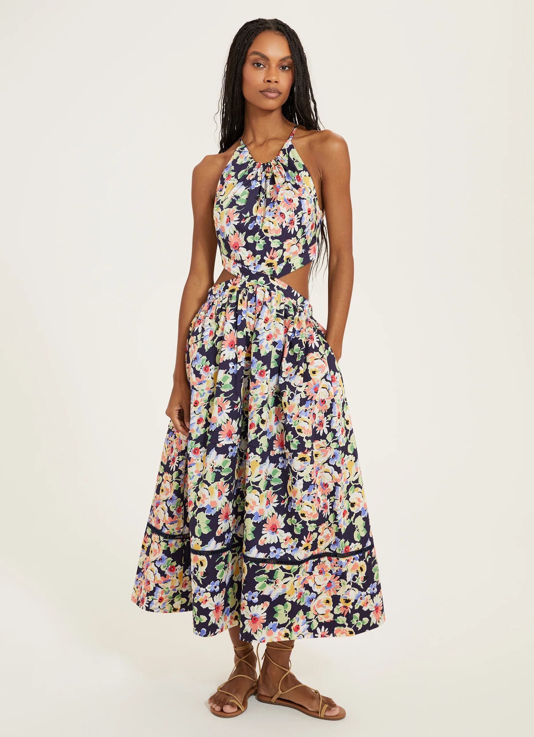 Floral Cut Out Midi Dress | Something Navy