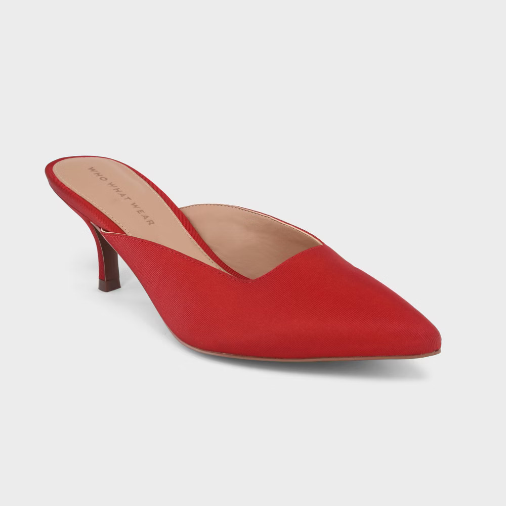 Women's Coco Grograin Kitten Heeled Mules - Who What Wear Red 6.5 | Target