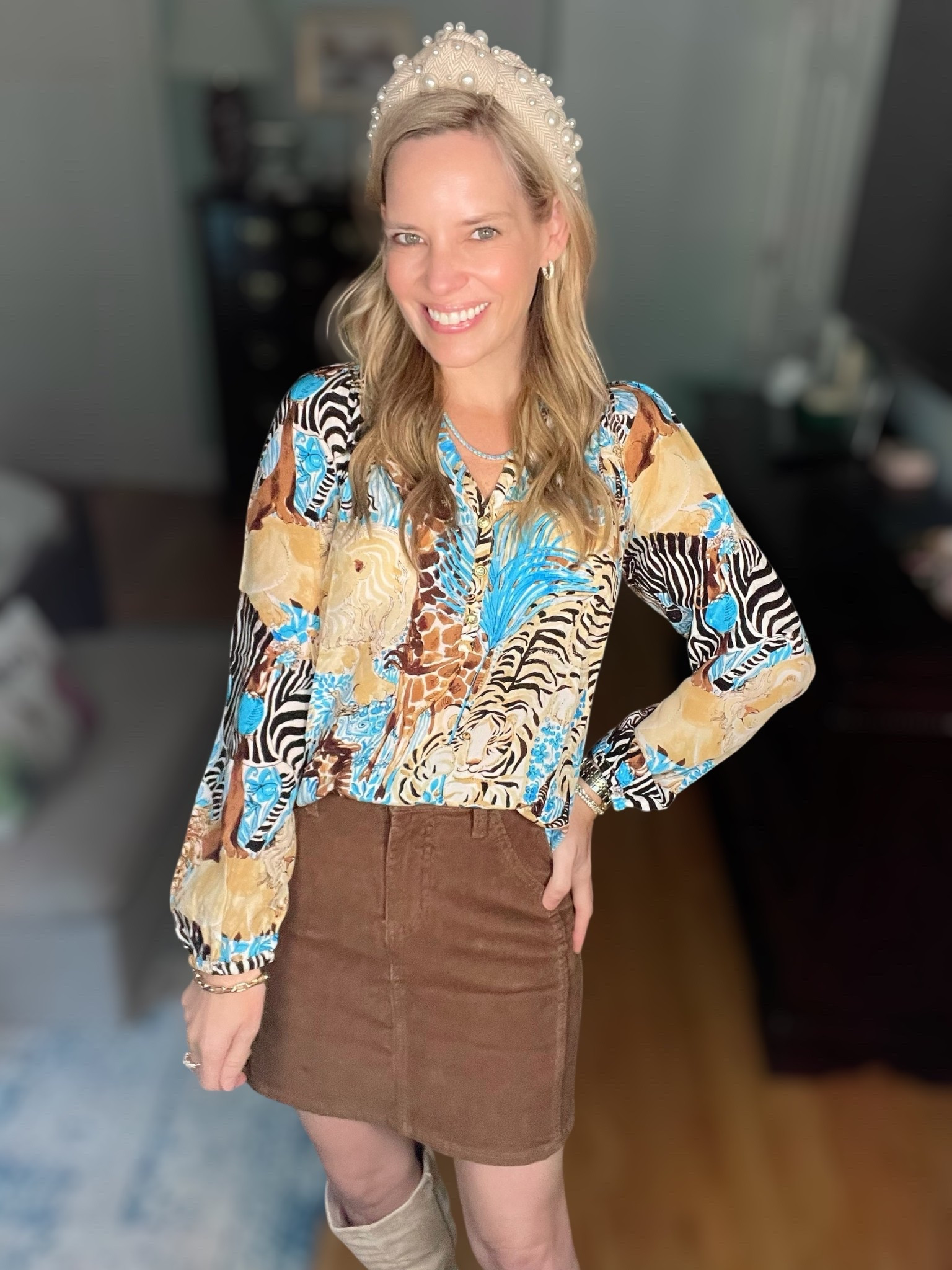 ✨ Use code PREPPYREBEL for 10% off at Melinda Maria Jewelry ✨


Fall glam done right 🍂 I styled the Lilly Pulitzer Elsa Silk Top (wearing XS) in this bold animal + tropical print with a chic brown corduroy mini skirt for a cozy yet polished look. To elongate the legs and keep things sleek, I added knee-high suede boots in a neutral beige tone. My accessories pull it all together – a pearl knotted headband for a feminine touch, a timeless two-tone pearl link watch, and layered gold tennis + chain bracelets, statement hoops, and a tennis necklace from Melinda Maria Jewelry.

This look is perfect for fall gatherings, casual date nights, or even holiday dinners when you want a mix of luxe and cozy. The silk blouse adds polish, while the corduroy mini and tall boots keep it seasonal and chic.

📌 Style tip: Balance a statement blouse with textured neutrals like suede or corduroy to keep the outfit grounded.

Lilly Pulitzer Elsa silk top XS, brown corduroy mini skirt outfit, knee-high suede boots fall look, pearl headband outfit, fall dinner outfit ideas, chic fall style, Lilly Pulitzer blouse fall, Melinda Maria jewelry discount code PREPPYREBEL.


#LTKFindsUnder100 #LTKShoeCrush #LTKFindsUnder50

#LTKOver40 #LTKFindsUnder50 #LTKFindsUnder100
