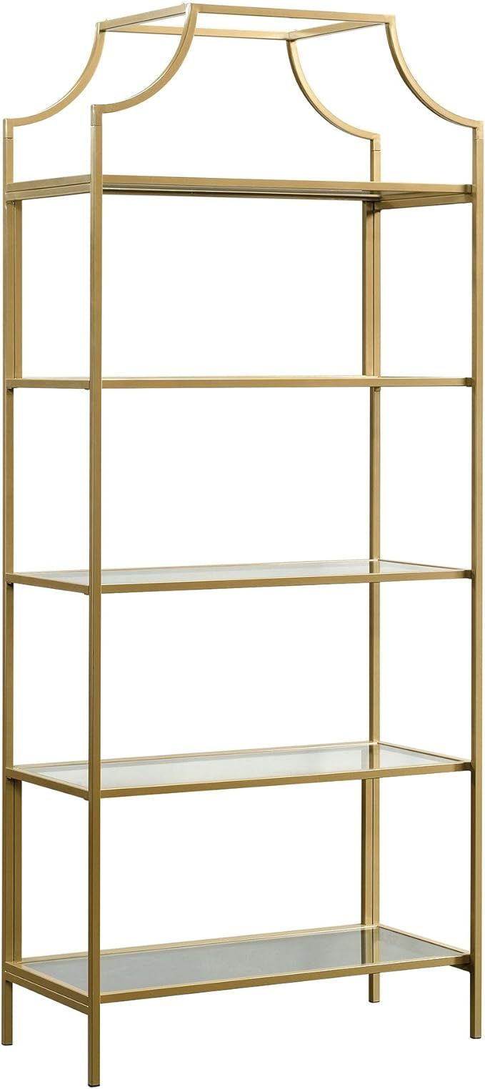 Sauder International Lux Bookcase/ book shelf, Satin Gold finish | Amazon (US)