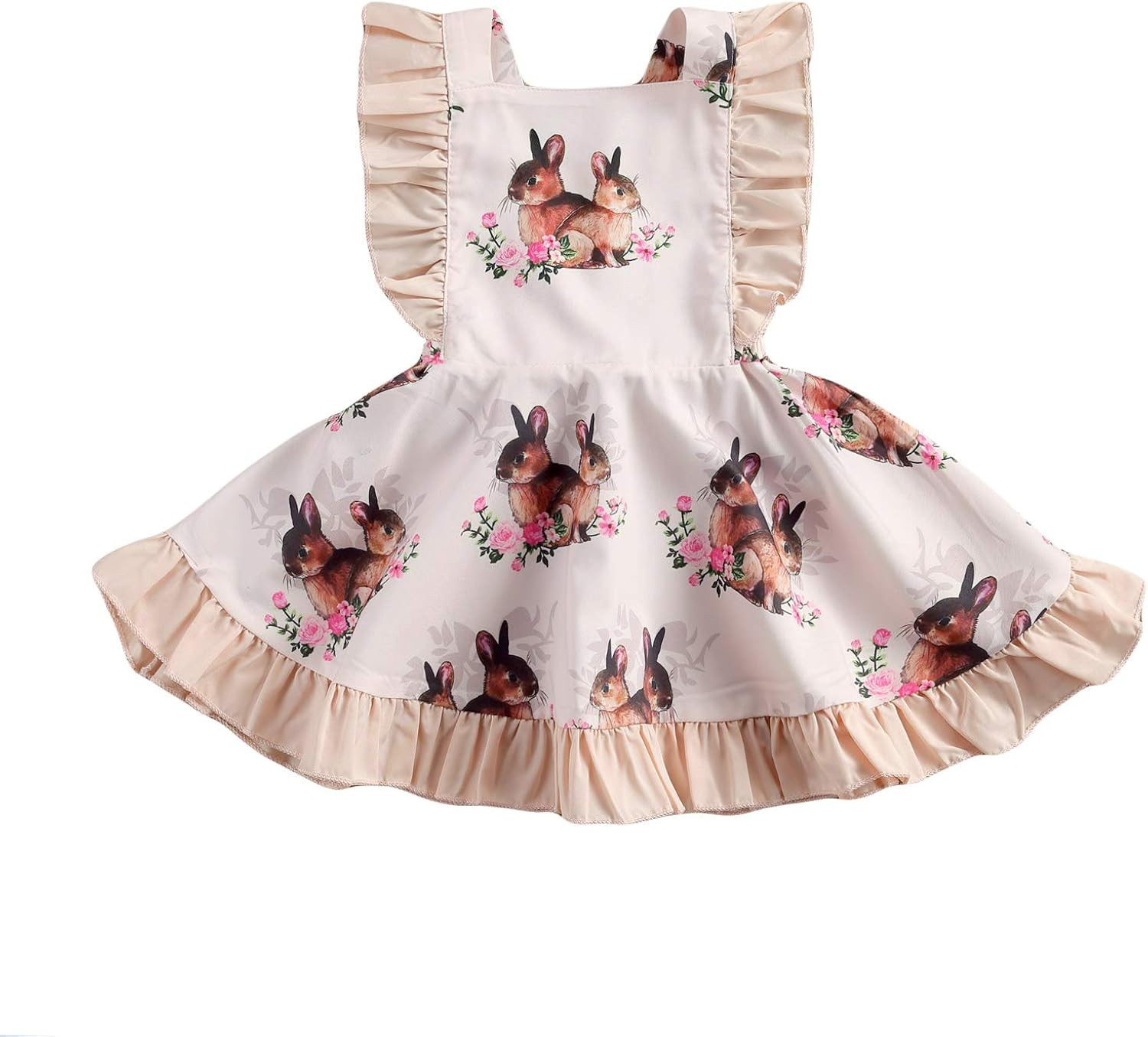 Softcomfy Toddler Kids Baby Girl Easter Dress Bunny Print Ruffle Sleeve Sleeveless Casual Princes... | Amazon (US)