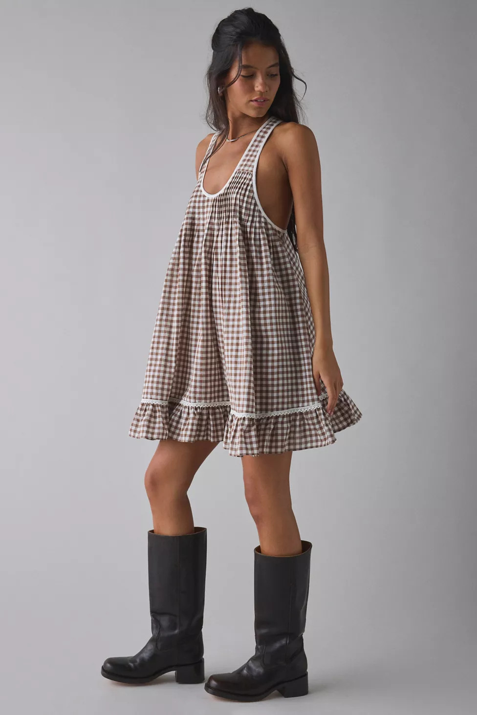 Kimchi Blue Gracie Gingham Cotton Sleeveless Frock Mini Dress | Urban Outfitters (US and RoW)