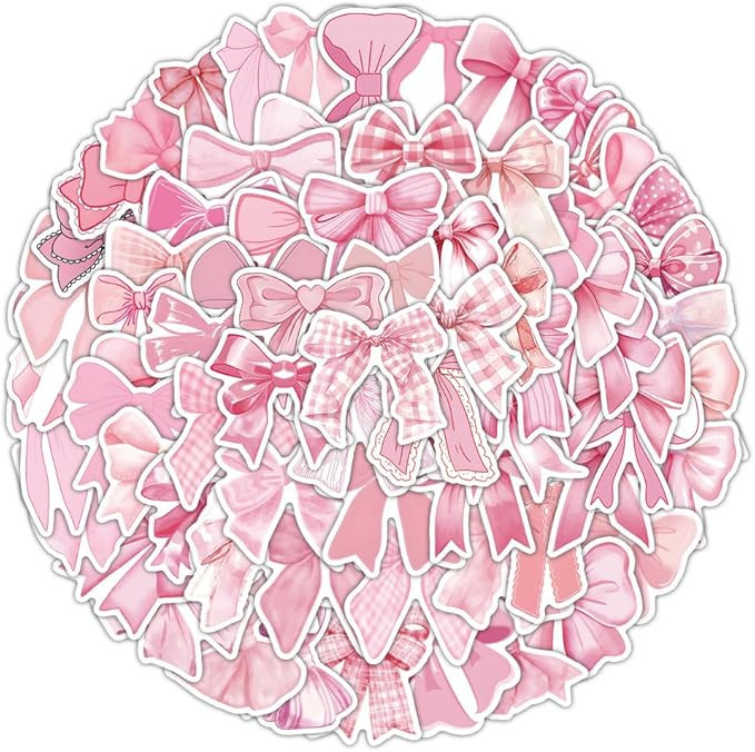 200PCS Pink Coquette Bows Stickers, Bows Aesthetic Stickers Decals,Waterproof Vinyl for Laptop Wa... | Amazon (US)