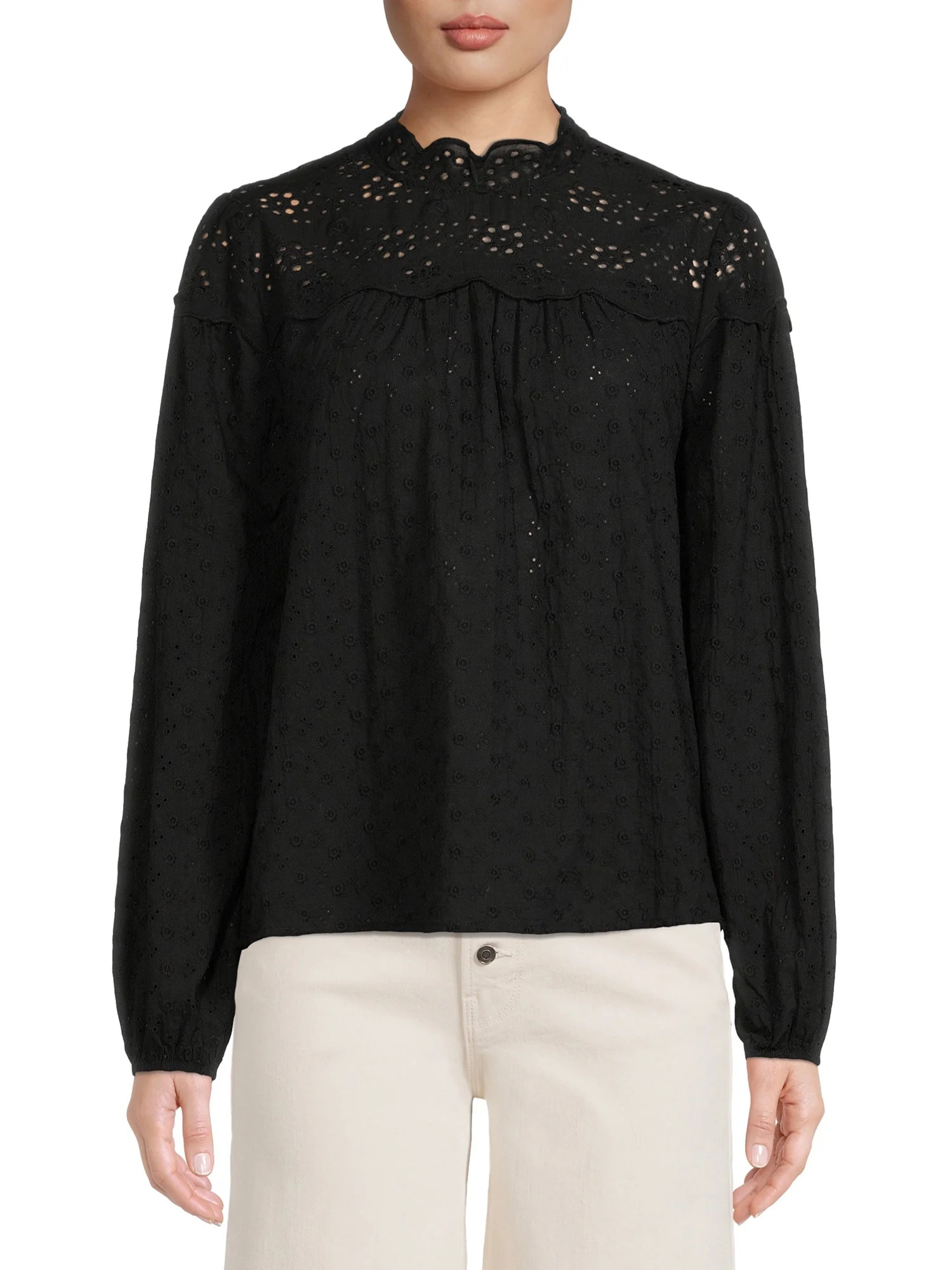 Time and Tru Women's Eyelet Top - Walmart.com | Walmart (US)