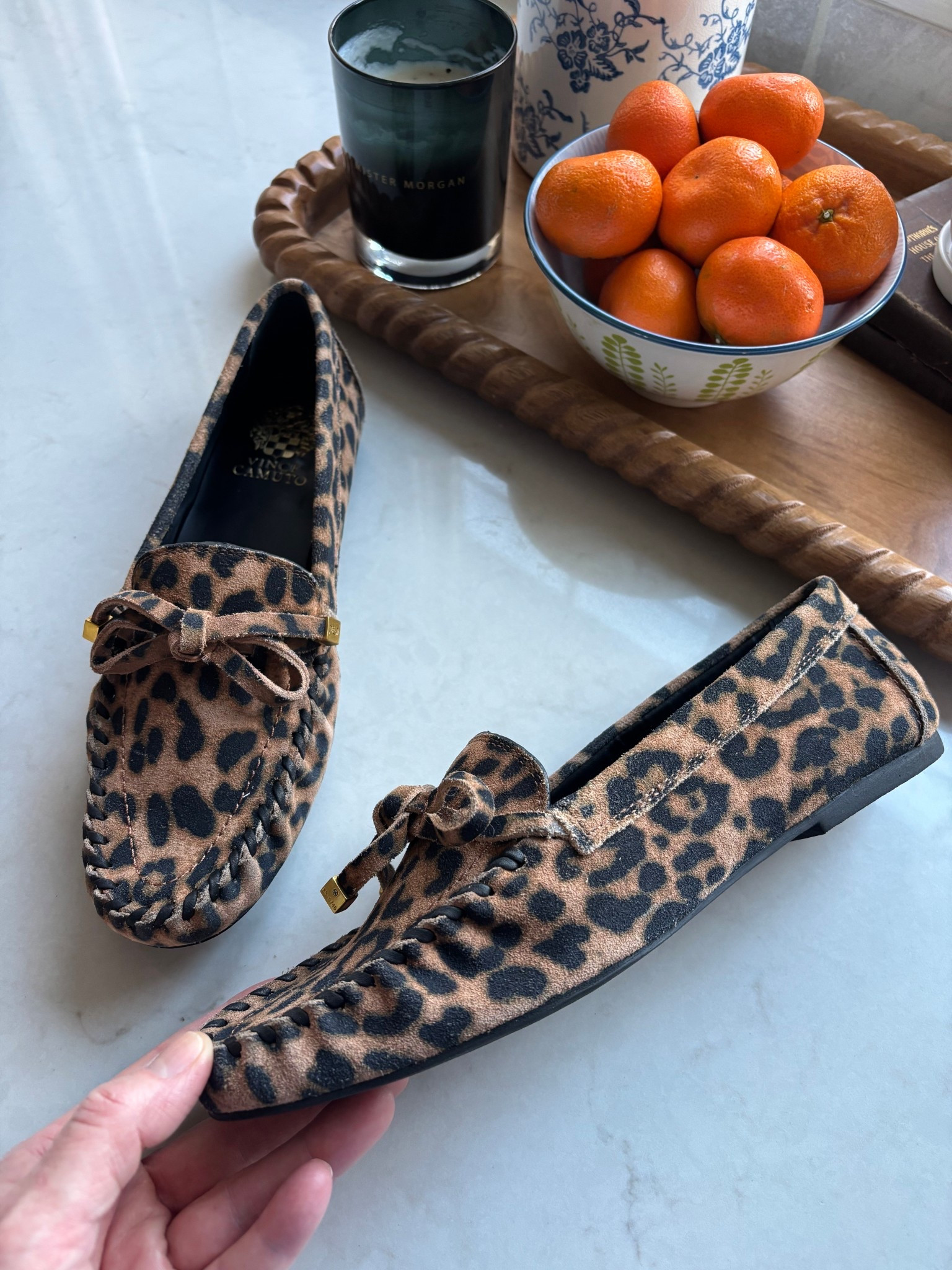 This is a fun take on the boat shoe trend, adding the leopard print! 
These are $119, fit TTS and very comfortable! Wear with a wider leg jean or a cuffed jean to get the look! This pair also comes in solid colors. 
