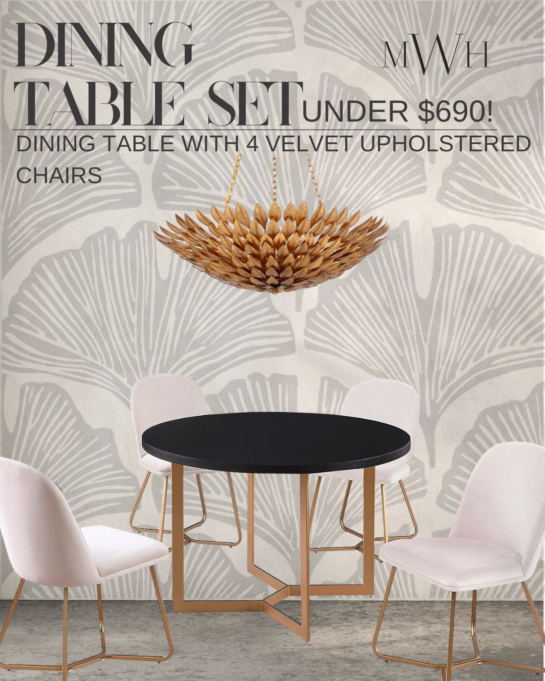 Morden Fort 5 Piece Round Dining Table with Dining Chair Set, Modern luxaury Velvet Upholstered D... | Amazon (US)