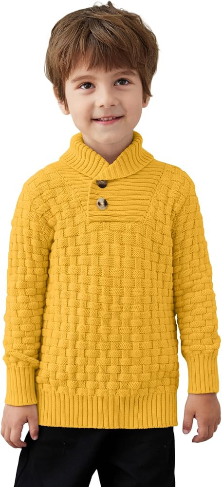 Arshiner Boys Crewneck Long Sleeve Textured Ribbed Edge Pullover Sweaters Button Up Knitted Sweat... | Amazon (US)