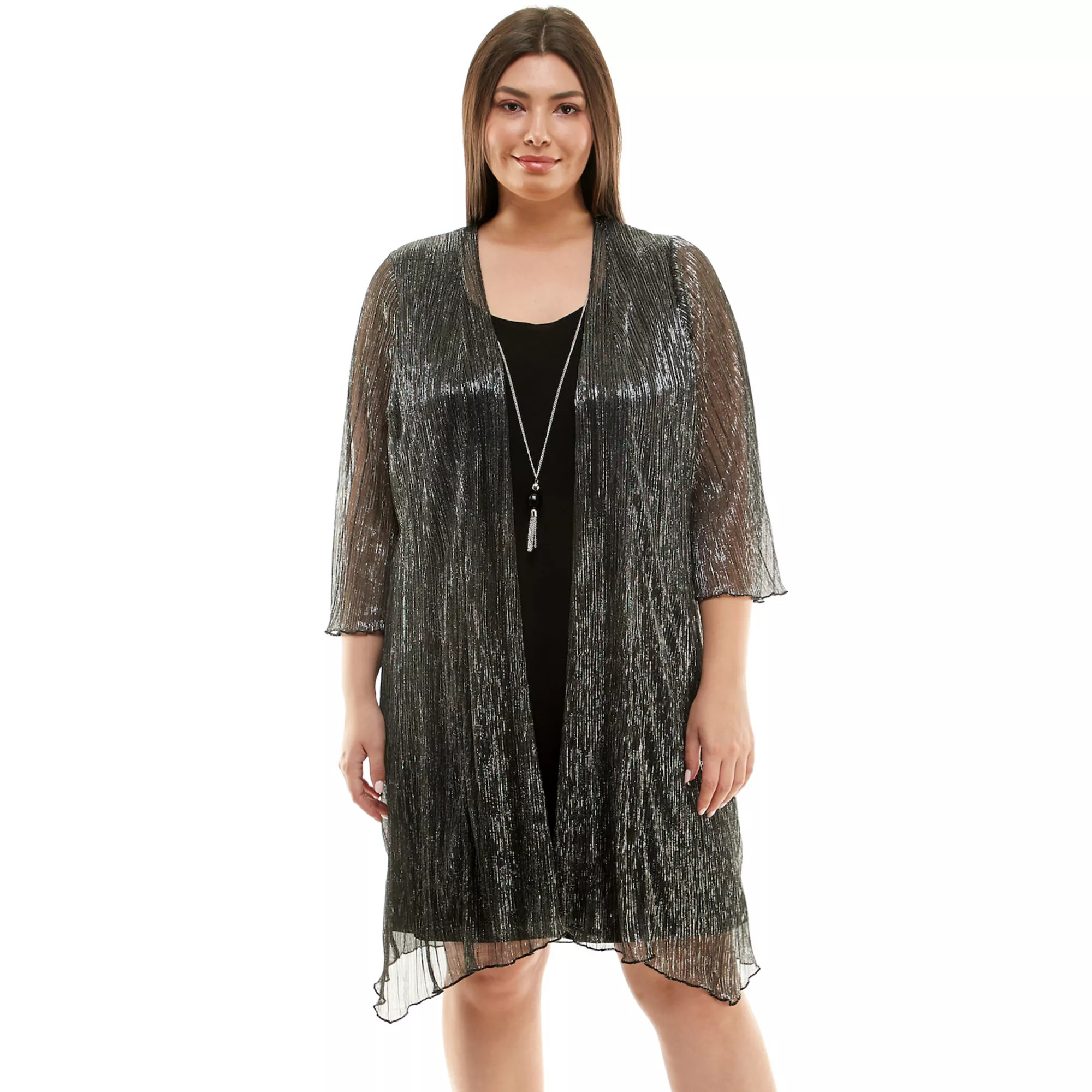 Plus Size Luxology 3-Piece Jacket & Shift Dress with Necklace | Kohl's