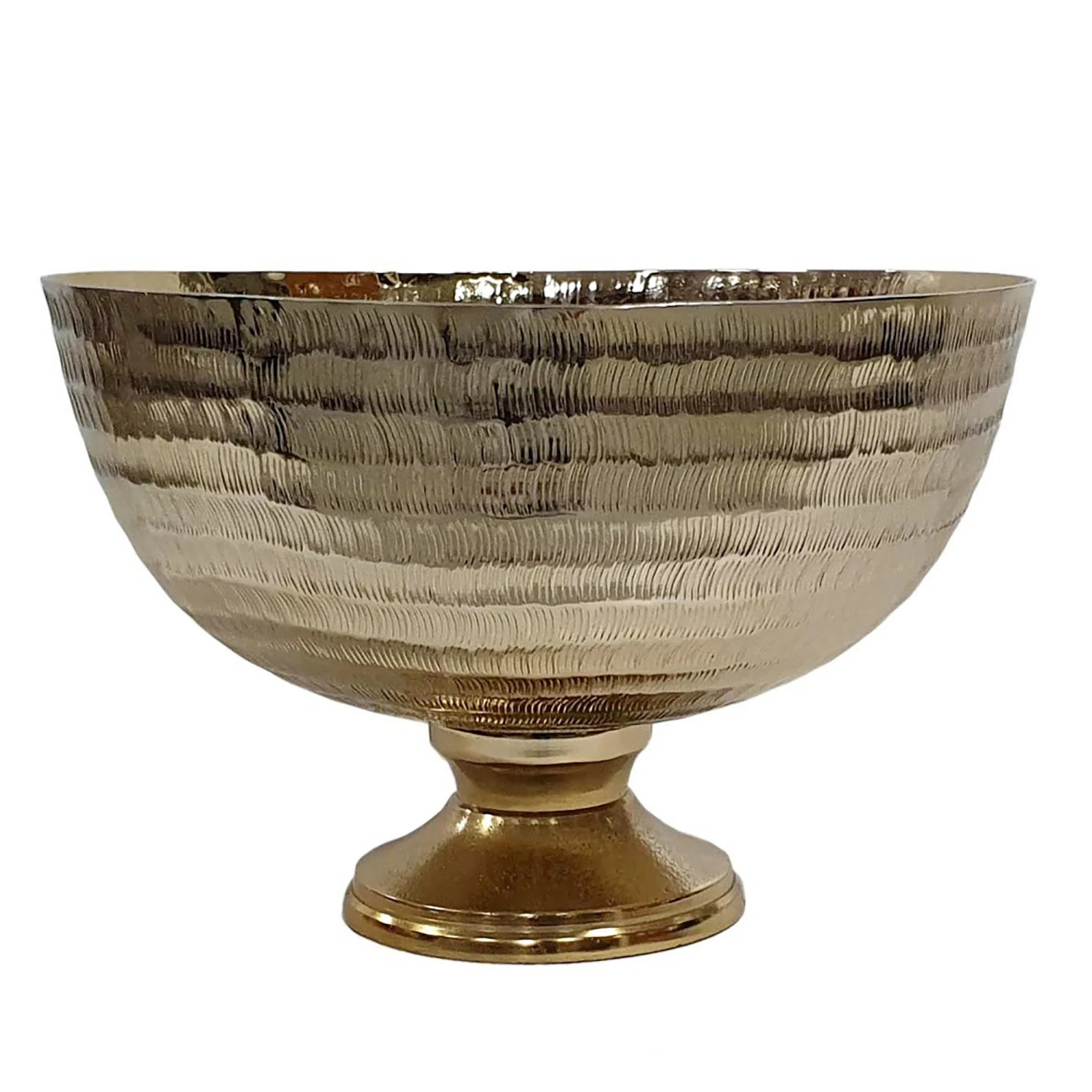Handmade Decorative Aluminum Pedestal Bowl - D12x8.5" - Gold | Wayfair North America