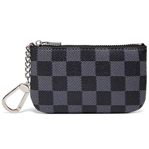 Daisy Rose Luxury Zip Checkered Key Chain pouch | PU Vegan Leather Mini Coin Purse Wallet with cl... | Walmart (US)