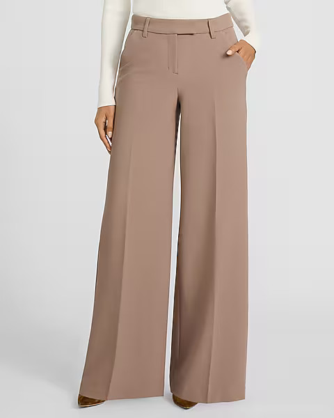 Editor Studio Stretch Twill Mid Rise Wide Leg Pant | Express