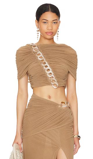 Fria Cropped Top in Umber Brown | Revolve Clothing (Global)