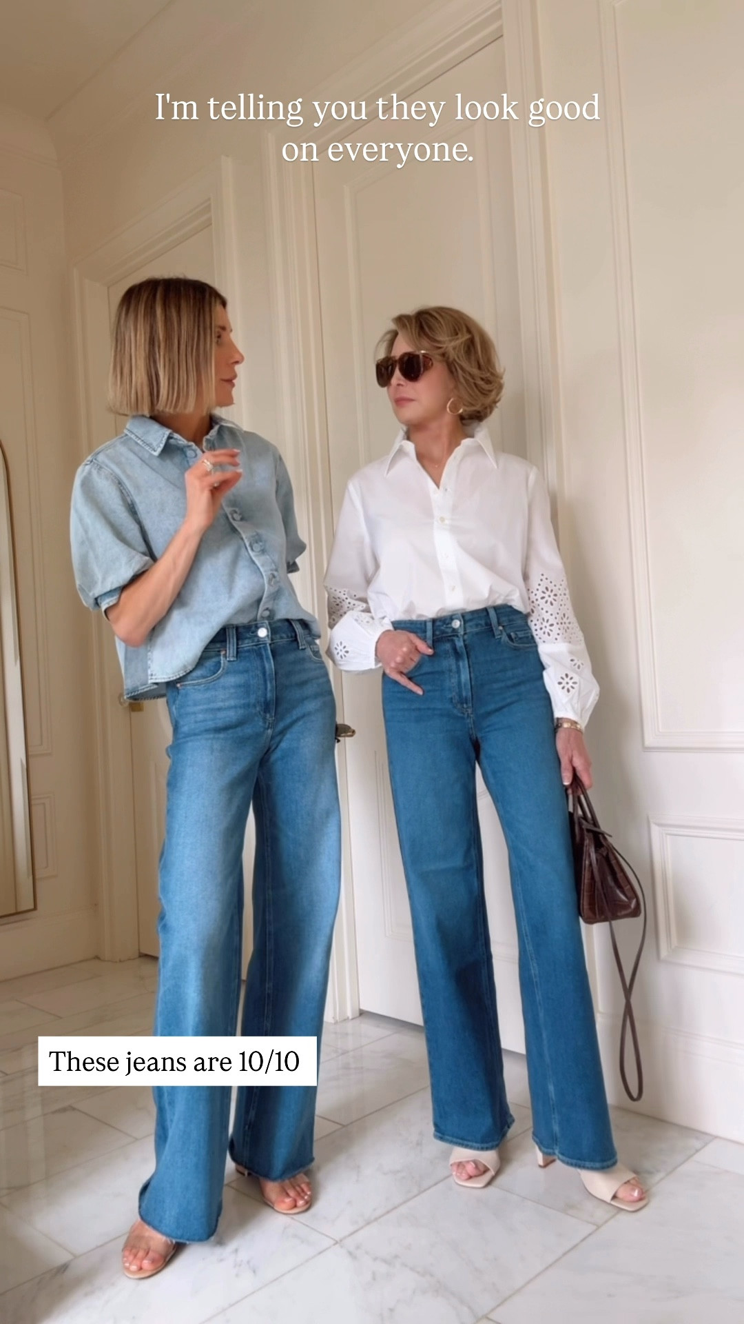 The jeans that are flattering on everyone in stock in both these gorgeous washes. I'm 5'7 and my mom is 5'4 for reference. We are wearing size 25