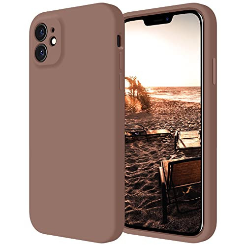 FireNova Designed for iPhone 12 Case, Silicone [Camera Protecion] Phone Case with Soft Anti-Scratch Microfiber Lining, 6.1 inch, Light Brown | Amazon (US)