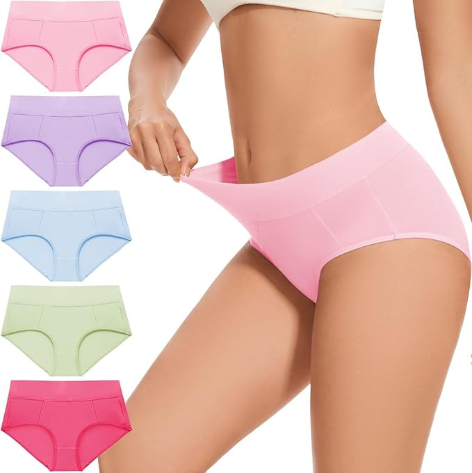 Womens Cotton Underwear Hipster Ladies Panties for Women Mid Rise Coverage Briefs Strech Breathab... | Amazon (US)