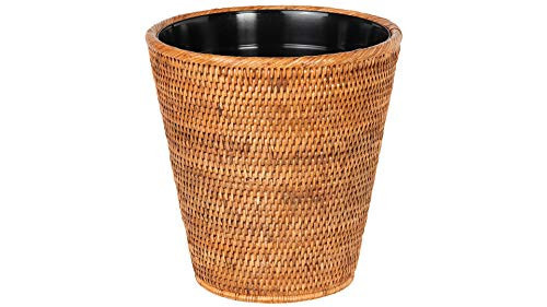 Mekomy KOUBOO La Jolla Rattan Wastebasket with Plastic Insert, Handmade, Trash Can, Small Wastebasket, Bedroom, Bathroom, Vanity, RV, Dorm, Honey Brown | Amazon (US)
