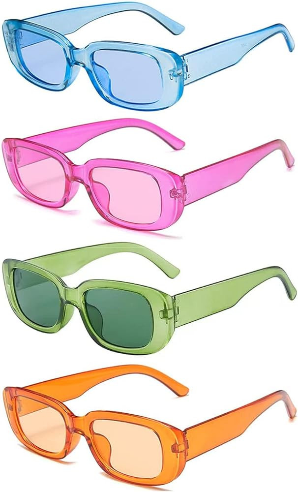 Small Rectangle Sunglasses for Women Retro 90s Black Y2K Trendy 100％ UV Protection Sun Glasses | Amazon (US)