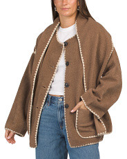 Button Front Coat With Detachable Scarf | Marshalls