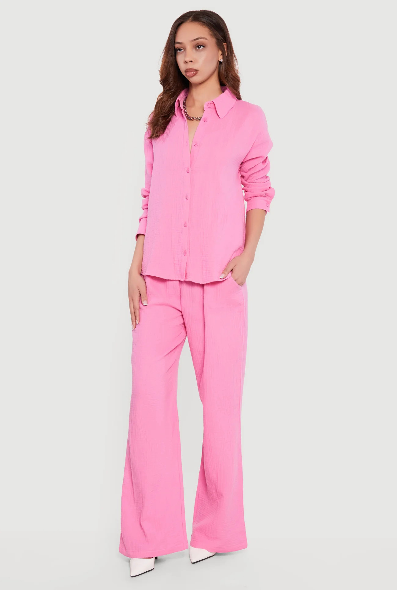High Waisted Wide Leg Casual Pants | Rainbow Shops