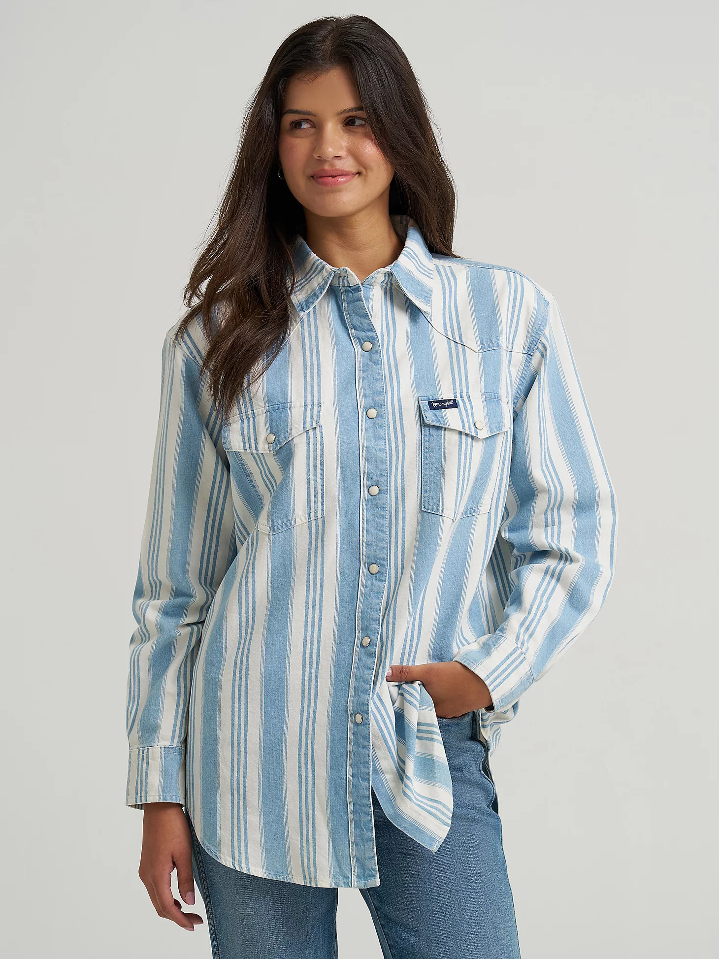Women's Wrangler Brushpopper Boyfriend Western Snap Shirt | Wrangler
