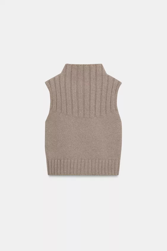 KNITTED HIGH-NECK TOP | Zara UK