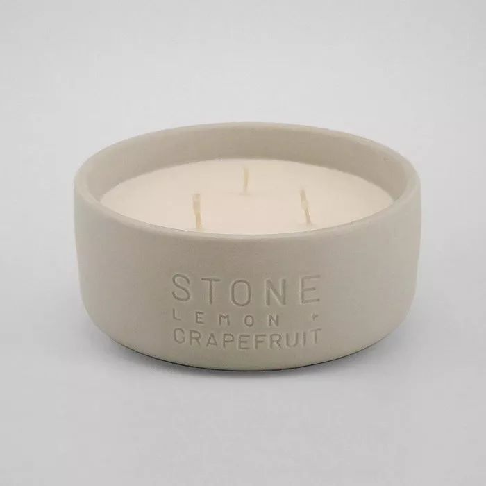 11oz Debossed Ceramic Jar 3-Wick Candle Stone - Lemon & Grapefruit - Project 62™ | Target
