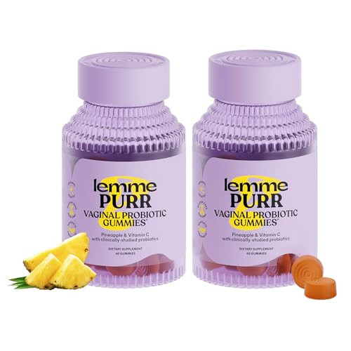 Lemme Purr Vaginal Probiotic Gummies for Women - Balanced pH, Healthy Odor, Yeast Balance & Flora Support + Vitamin C for Immune Health - Tasty Pineapple (60 Count) (Pack of 2) | Amazon (US)