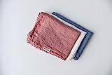 Soft Linen Kitchen Towels Blue, Coral, Off White 100% Linen Tea Towel 19.7"x27.6" Set of 3, Hand Tow | Amazon (US)