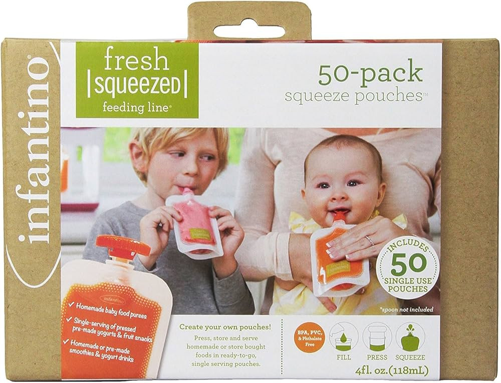 Infantino Disposable Squeeze Pouches, Portable Homemade Semi-Solid Food for Babies and Toddlers, ... | Amazon (US)