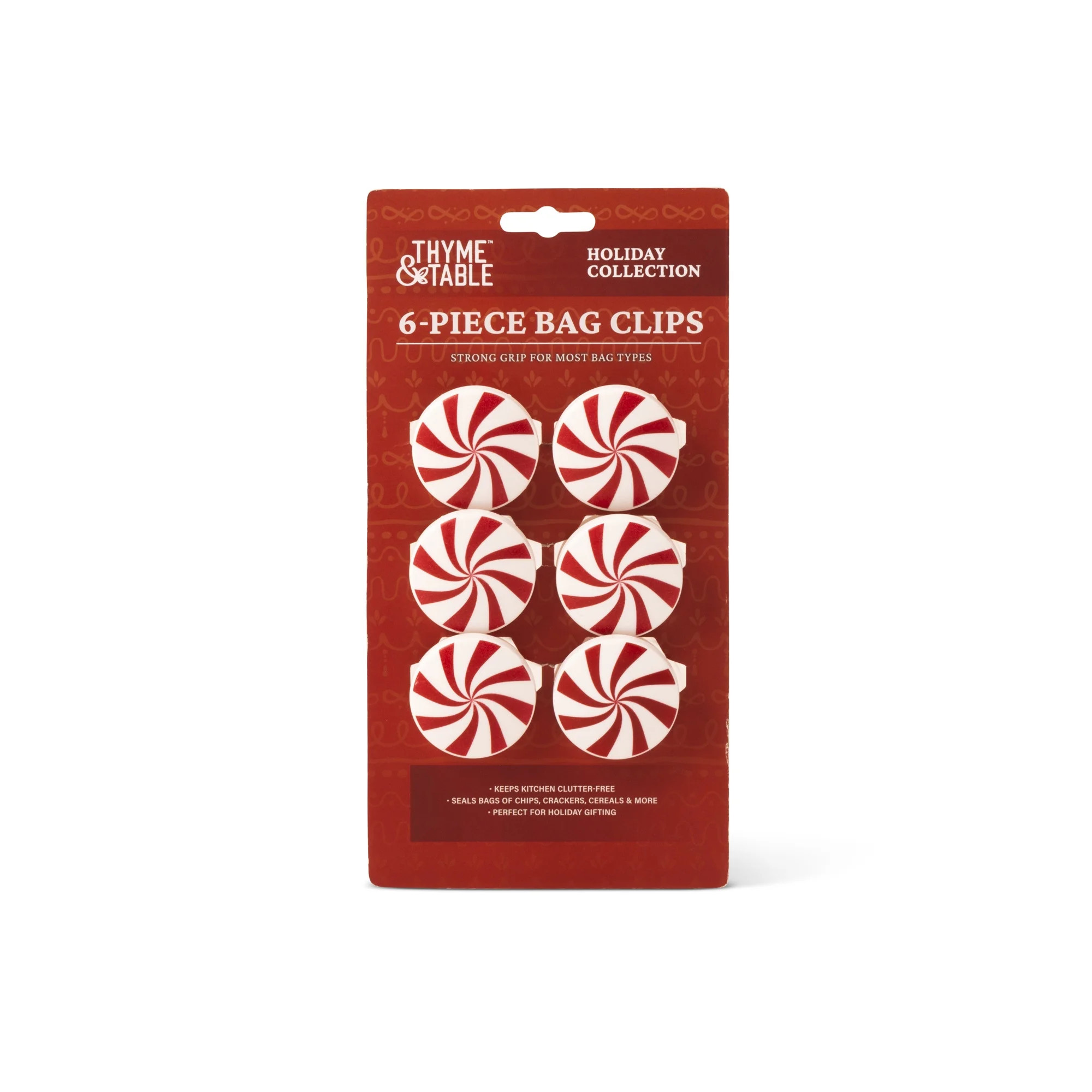 Thyme & Table 6-Piece Figural Bag Clips - Peppermint | Walmart (US)
