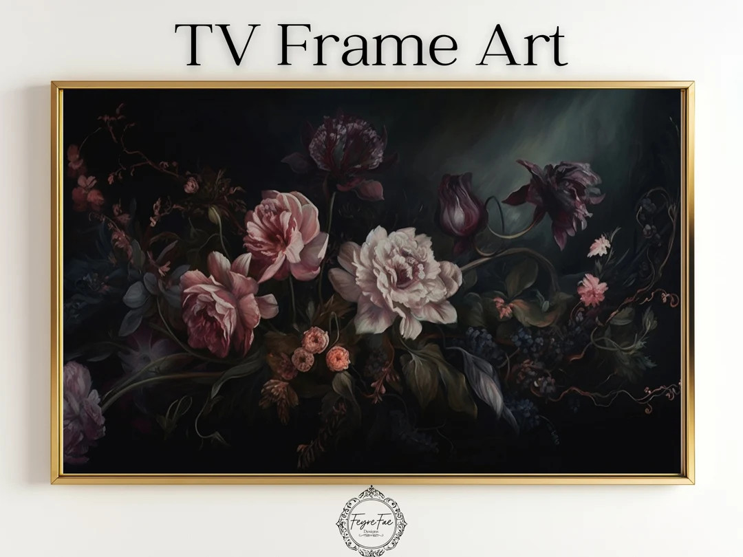 Frame TV Art Moody Flowers Moody Floral TV Background Dark Academia Botanical Vintage Dark Flower... | Etsy (US)