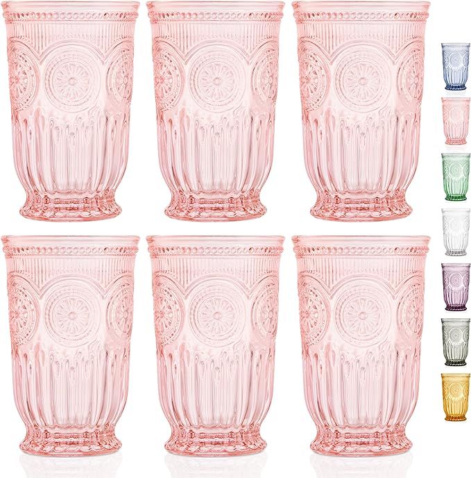 Yungala Pink Highball Tumblers set of 6 vintage glassware pink drinking glasses for lovers of col... | Amazon (US)