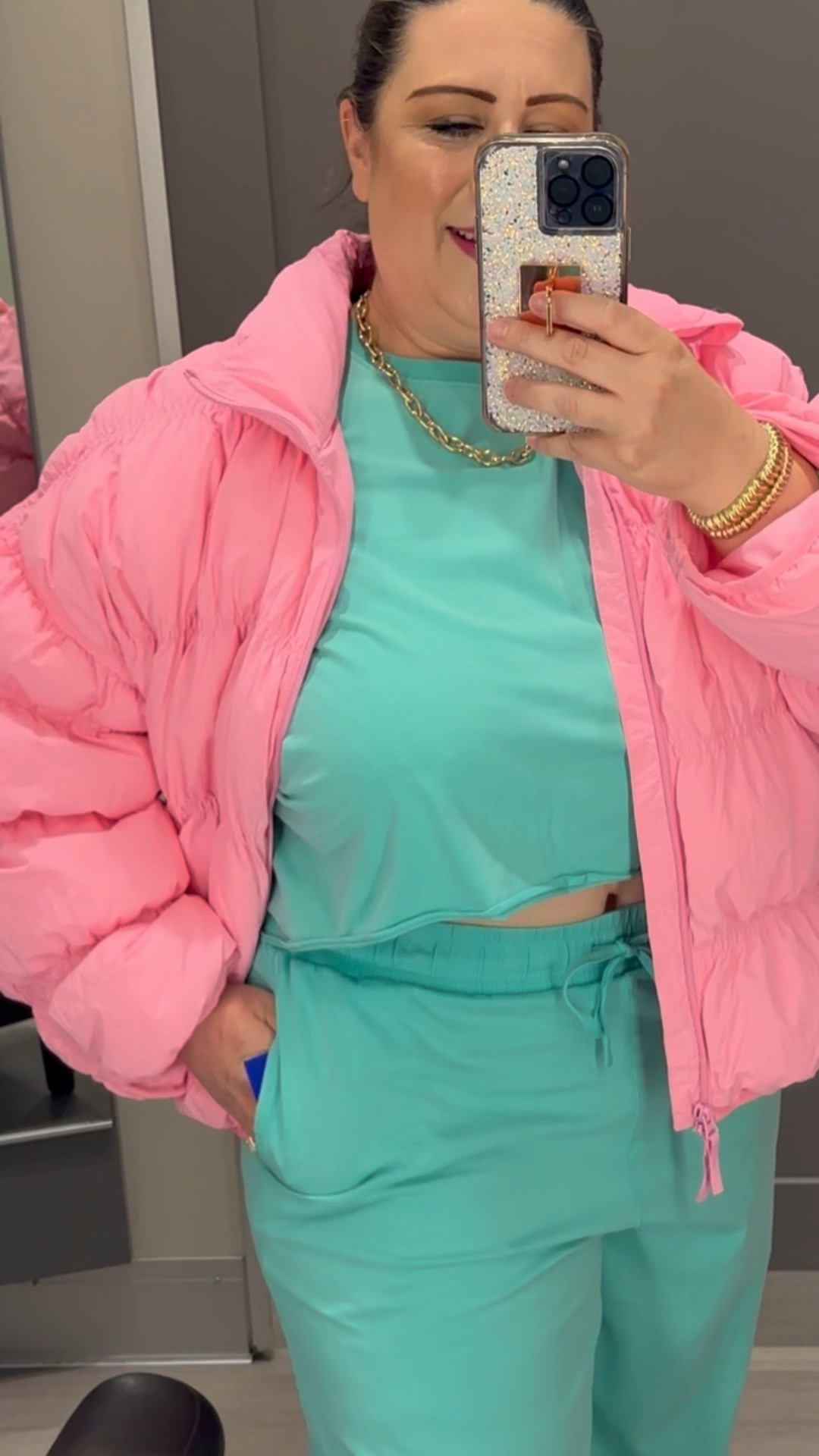 I’ve been thinking about you since I left the dressing room! Nothing haunts us like the purchases we didn’t make 😫.  Going back for this outfit….

Comment “FOMO” for the link or ✅ my LTK for the deets.



For ref. I’m a size 16/18 & 5’4: Oddly I’m wearing a size XS in the oversize crop top & L in the pants on the retro 80’s mint colored lounge set. Im wearing a size XXL in the adorable pink bubble jacket.

#bubblejacket #loungeset #loungeset #comfyootd #targetfinds #momoutfit #pink #pinkoutfit #mintoutfit #retro #80soutfit #1980s #croptop #joggingset #neonoutfit #neonootd #80sootd
#retroootd #momstyle #midsizestyle #bow #casualoutfit #everydayoutfit #comfyoutfit #ootd #inthedressingroom #perfecttshirt #bubbleshirt #bowjeans #targetstyle #targetfinds #howistyledit #styletip #plussizestyle #target #capsulewordrobe #momonthego #momoutfit #comfyoutfit #casualoutfit #ootd #size18 #size16 #size14 #size12 #size20 #size10 #pearshape #rectangleshape #hourglassshape #midsize #midsizestyle #midsizefashion #plussizefashion #plussize #plussizestyle #over40style #over50style #over50fashion #over40fashion #curvyfashion #curvystyle #StylingCurves #styleinspo #outfitinspo #shopwithme #affordableclothes 
#affordablefashion #budgetfriendly #affordable #liketkit #LTKseasonal #LTKcurvy #90sstyle #90sfashion #90sretro

#LTKmomlife #LTKPlusSize #LTKMidsize #LTKootd