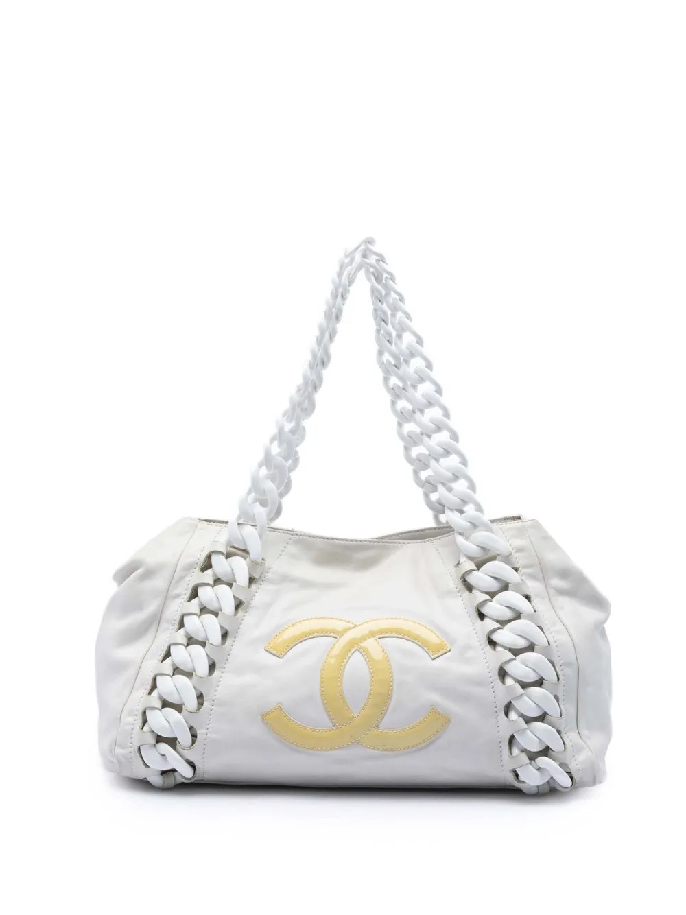 CHANEL Pre-Owned 2006-2008 Calfskin Modern Chain Rhodoid East West tote bag - White | Farfetch Global