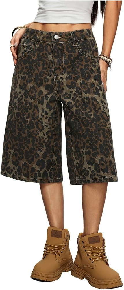 WDIRARA Women's Low Rise Baggy Denim Shorts Wide Leg Bermuda Jean Shorts | Amazon (US)
