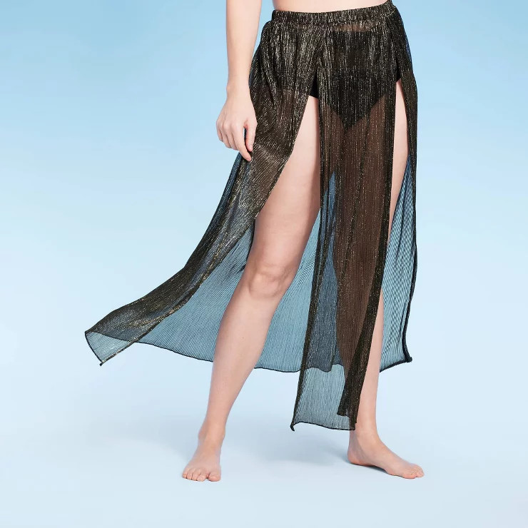 Women's High Slit Lurex Cover Up Dress - Shade & Shore™ Black | Target