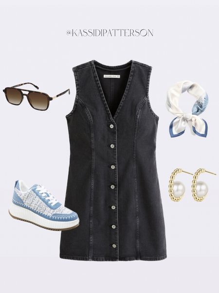 Denim dress, spring outfit, dolce vita dupes, trendy sunglasses, hoop earrings

#LTKSpringSale #LTKSeasonal #LTKU