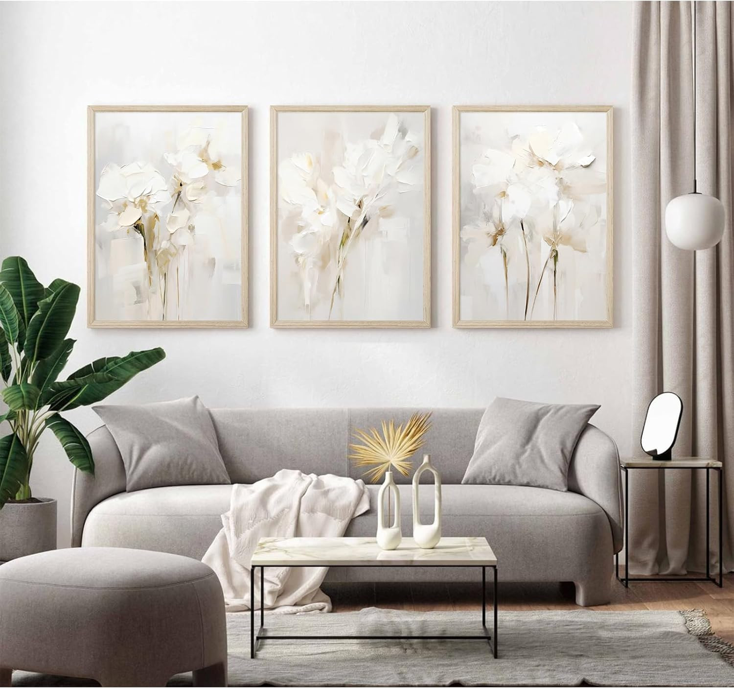 Neutral Wall Art Abstract Floral Canvas Pictures Beige Flower Wall Decor Modern Painting Minimali... | Amazon (US)