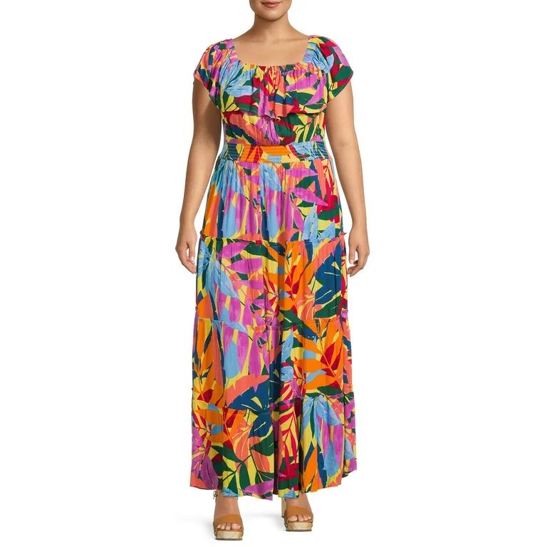 Terra & Sky Women's Plus Size Off-The-Shoulder Maxi Dress - Walmart.com | Walmart (US)