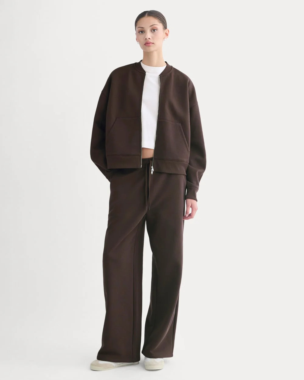 Everlane Luxe Fleece Wide-Leg Sweatpant In Dark Chocolate, Size XXL | Everlane