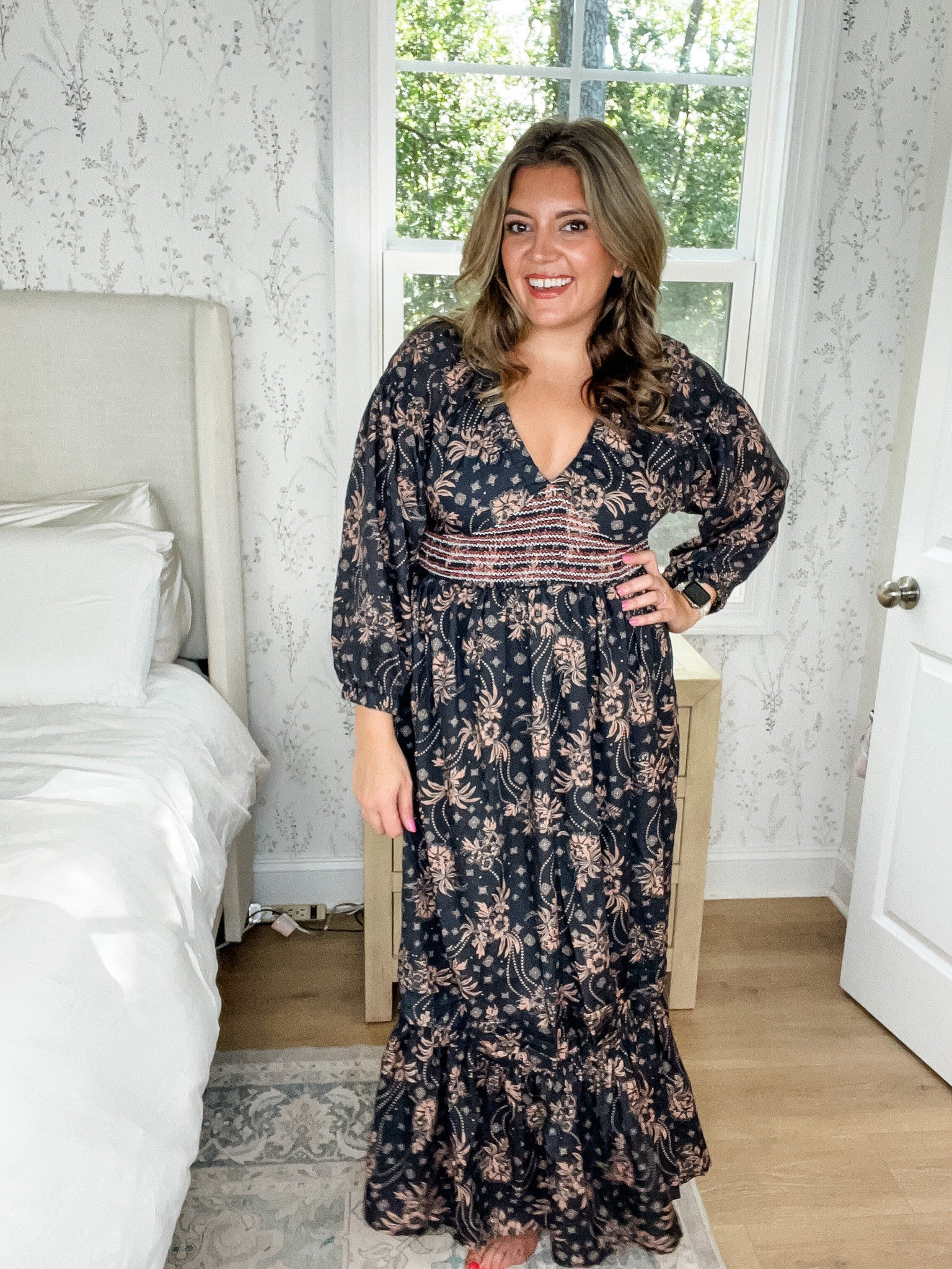 Fall family photo outfit. Mom outfit for family photos! Under $30 affordable fall dress. Boho maxi dress. Fits tts. Free people Amazon look for less. 

#LTKstyletip #LTKfamily #LTKfindsunder50