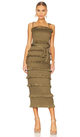 V. Chapman Lily Dress in Olive. - size 8 (also in 0, 00, 10, 2, 4, 6) | Revolve Clothing (Global)