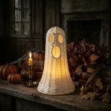 Guvpev 12" Handcrafted Woven Ghost - White Faux Rattan & Metal Ghost Figurine, Halloween Spooky T... | Walmart (US)
