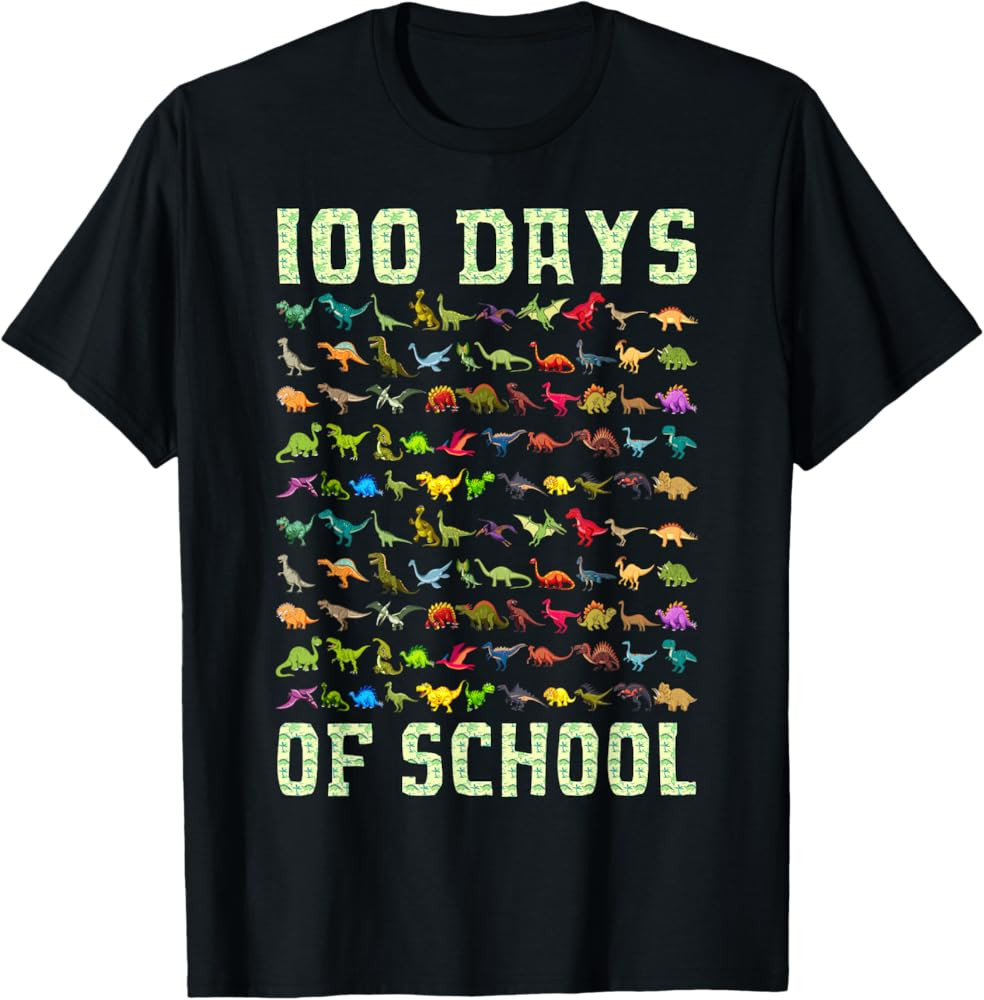 100 Days of School Dinosaur 100 Days Smarter 100th Day Kids T-Shirt | Amazon (US)